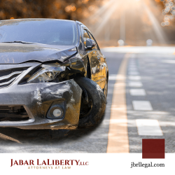 Car with damaged front after car accident